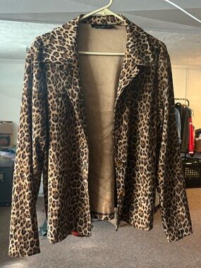 Briggs New York Leopard-Print Suede Jacket in Brown